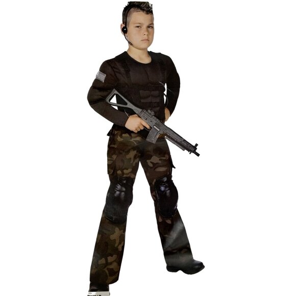 Spirit Boys Large Special Forces Commando Child Halloween 3 Piece Costume Set - Picture 6 of 7